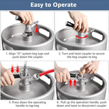 MRbrew All 304 Stainless Steel Keg Coupler, Commercial Sankey Kegerator D System Keg Tap Dispenser for I.D 5/16'' Draft Beer Line Gas Brewing Tubing with Check Valve Sealing Washer Hose Clamp MRbrew