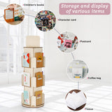 Natheeph Rotating Wooden Display Rack with Two Card Sticker for Greeting Card Vendor Coffee Bag 3 Tier Tabletop Display Stand Natheeph