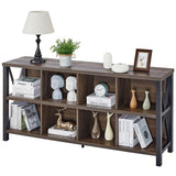 FATORRI Rustic 8-Cube Storage Organizer Bookshelf - Industrial Walnut Brown Bookcase for Living Room FATORRI