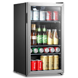Midea MERV115T3AST 115 Cans Beverage Refrigerator with Adjustable Temperature, Removable Glass Shelf, LED Light, Silver Midea
