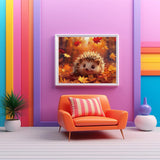 WUIVCTR Paint by Numbers Kits, Thanksgiving Day Fall Hedgehog Maple Leaves Orange Red DIY Oil Painting for Adults Beginner Artwork Home Canvas Wall Art for Living Room Bedroom, 20x16 Inch WUIVCTR