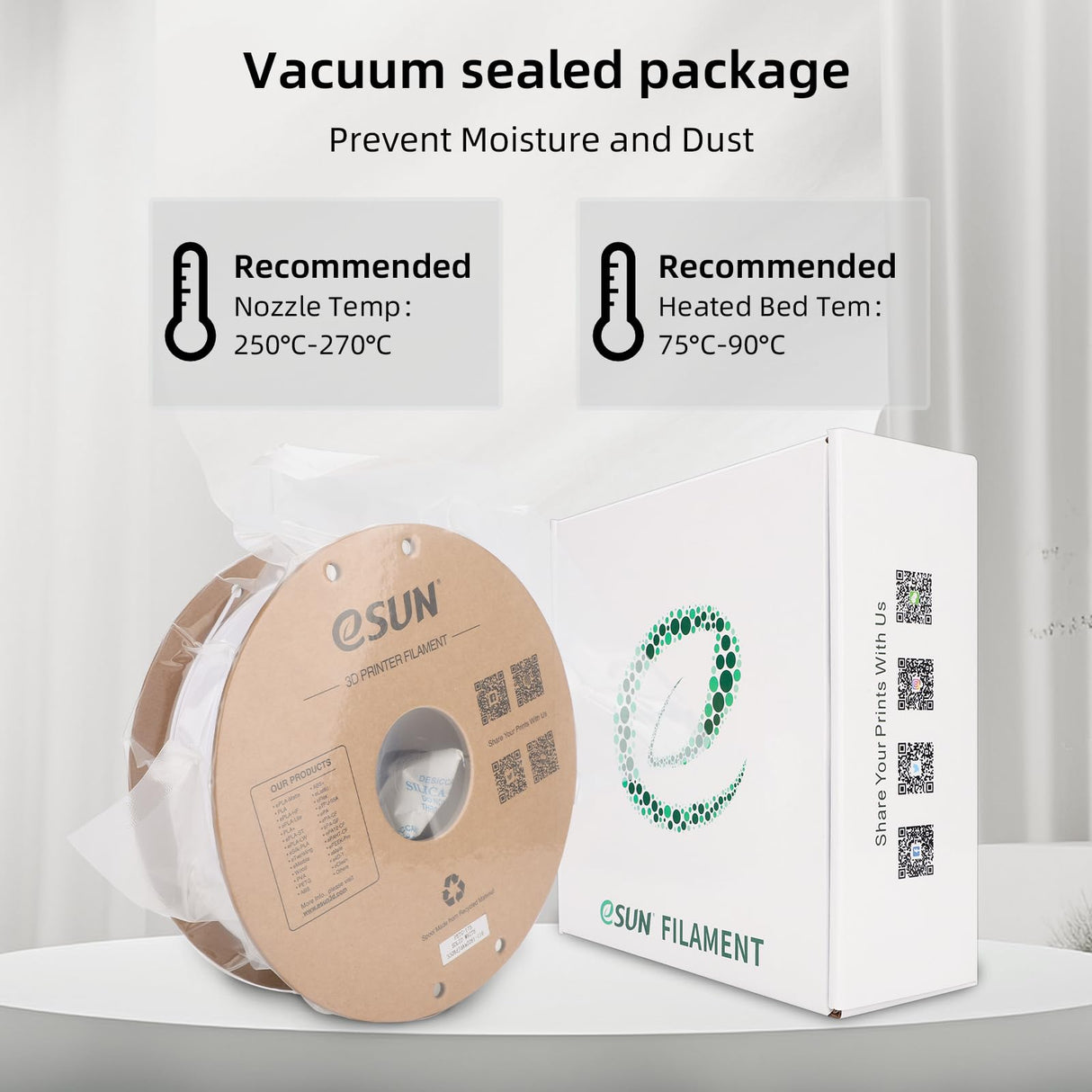 eSUN PETG Filament 1.75mm, 3D Printing Filament 1kg Spool(2.2lbs), 3D Filament 1.75mm Dimensional Accuracy +/- 0.03mm,Fit Most FDM Printers(Solid Grey) eSUN