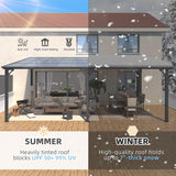 AECOJOY 18' x 8' Gazebo for Patio, Large Wall-Mounted Hard Top Lean-to Gazebo Pergola with Roof 8' x 18' on Clearance, Heavy Duty Patio Awnings for Decks, Backyard AECOJOY