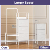 SWTYMIKI Dresser with Hanging Rack - 3 Fabric Drawers Kids Dresser for Bedroom - Reversible Tall Storage Tower, Small Space Clothes Storage Organizer Cabinet for Apartment, Dorm 49.21''H, White SWTYMIKI