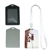 4 Pieces Sublimation Work Card Holder Badge Holders Blank Leather ID Card Holders Sublimation Rope Band DIY Crafts (Black) WoodArtSupply