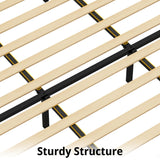 LIKIMIO King Bed Frame with Headboard, Velvet Upholstered Platform Bed with LED Light, Solid Wood Slats Support, No Box Spring Needed, Cream LIKIMIO