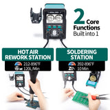 YIHUA 995D+ EVO Soldering Hot Air Station Kit 2-IN-1 110W Soldering Iron with LCD Display, Power Meter, Preset Channels, Sleep Mode, °C-°F Conversion, Automatic Shutdown Functions YIHUA