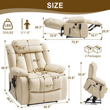 MEROUS Dual Motor Large Power Lift Recliner Chair for Elderly with Heat and Massage,Lay Flat Lift Chairs Recliners for Seniors Infinite Position,USB Ports&Remote, Genuine Leather (Beige) MEROUS