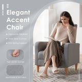 COLAMY Modern Upholstered Accent Chair Armchair with Pillow, Fabric Reading Living Room Side Chair,Single Sofa with Wood Legs, Light Grey COLAMY