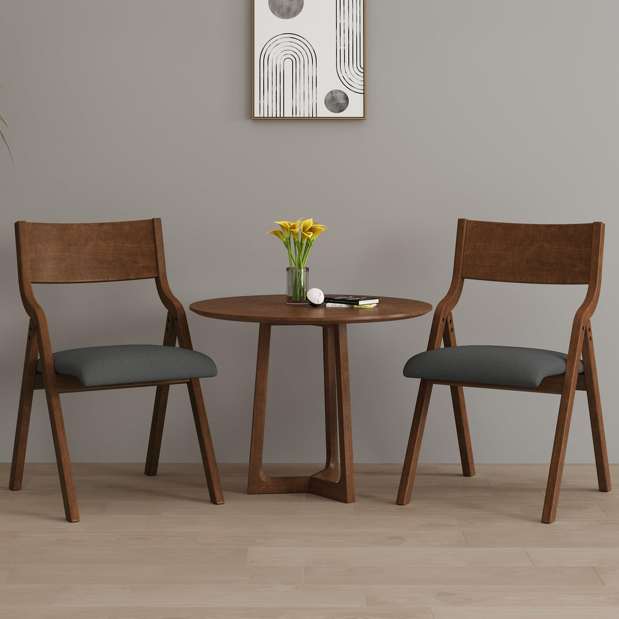 YOPTO Folding Wooden Chairs Set of 2 with Padded Seat,Portable Dining Chairs W/Ergonomically Designed Back and Cushion,for Dining Room,Restaurant,Kitchen,Office YOPTO