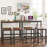 VASAGLE Narrow Industrial Bar Table in Rustic Brown and Ink Black - Perfect for Small Spaces VASAGLE
