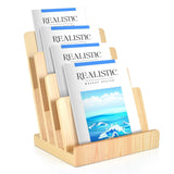 DLUGOPIS 4 Tier Wood Brochure Holder 8.5 x 11Magazine Display Rack Brochure Display Stand Literature Holder Pamphlet Display Stand Magazine Organizer Flyer Display Holder for Table Counter DLUGOPIS