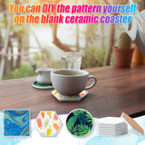 Tioncy 72 Pieces Square Hexagon Round Sublimation Coasters Blanks White Glazed Ceramic Coasters with Cork Backing Pads Heat Transfer for DIY Crafts Painting Home Tioncy