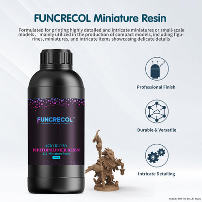 FUNCRECOL 3D Printer Resin for Tabletop Miniatures 405nm UV-Curing Resin Ultra Clear Detail Photopolymer Resin for 8K/10K/12K LCD/DLP Resin 3D Printer Brown 1KG