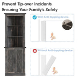 Maupvit 66.8" Tall Corner Cabinet, Modern Storage Cabinet with 2 Glass Doors & Adjustable Shelves, 5-Tier Corner Display Cabinets for Living Room, Bathroom, Dark Oak Maupvit