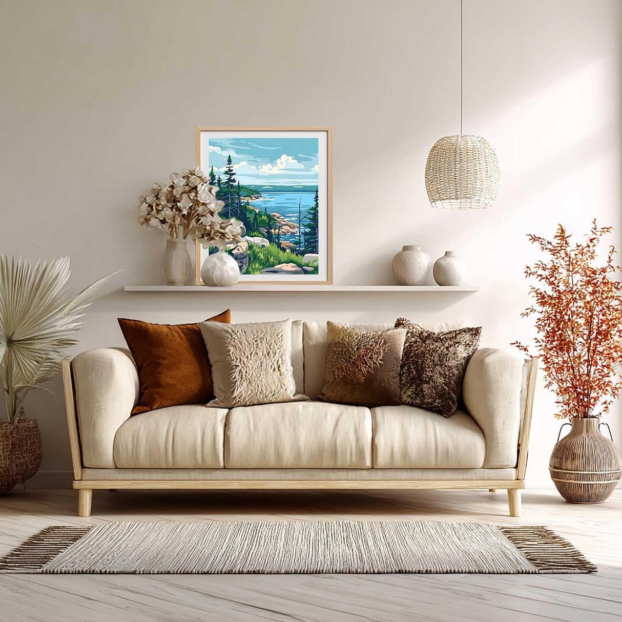 ARNLRDYA Acadia National Park Paint by Numbers for Beginner, Ocean Coastal Paint by Number Kits, Forest Mountain Scenery Acrylic Painting for Gift Home Wall Decor(16×20inches, Unframe) ARNLRDYA