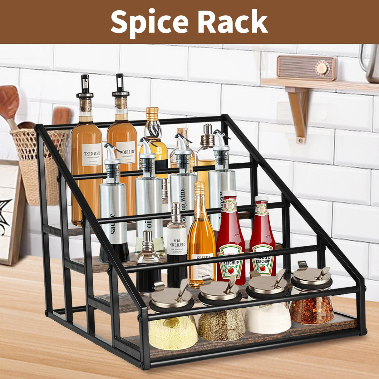 Coffee Syrup Organizer Rack, Liquor Bottle Display Shelf, Spice Racks, 4-Tier 16 Syrup Bottles Holder Stand for Coffee Bar Kitchen Small Wine Rack for Bar Family Storage for Syrup Wine Dressing YQBRAO