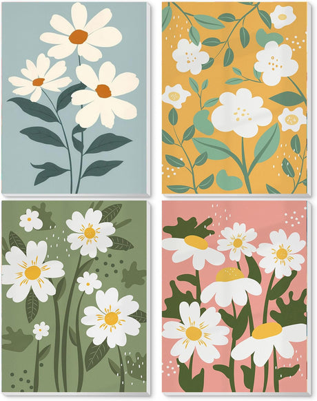 Paint by Numbers for Adults Beginners-4-Pack DIY Flowers Adult Paint by Number Kits Painting on Canvas, Flower Painting by Numbers, Craft Kits for Adults Home Wall Art Decor 10x14 Inch Axquilon