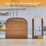 Acacia Wood Napkin Holder for Table, Wooden Upright Napkin Holders for Kitchen, Standing Napkin Dispenser for Kitchen Dining Room Party Cocktail Outdoor Use, Rustic Kitchen Table Decor ALELION
