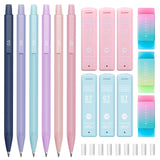 Four Candies Cute Mechanical Pencil Set, 6PCS Pastel Mechanical Pencils 0.5 & 0.7mm with 360PCS HB Pencil Leads, 3PCS Erasers and 9PCS Eraser Refills, Aesthetic Mechanical Pencils for Girls Writing Four Candies