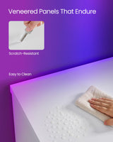 VASAGLE Stand with LED Lights 70 Inch, Entertainment Center with Open Glass Shelves, 2 Cabinets with Doors, 63 Long, TV Console for Bedroom Living Room, White ULTV330T10, 63 x 15.7 x 23.6 Inches VASAGLE