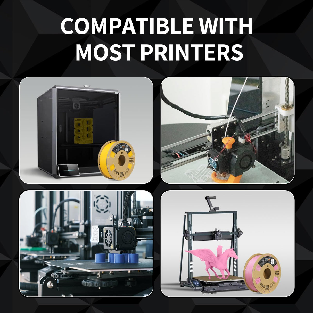 OVERTURE PETG Filament 1.75mm, 3D Printer Filament, 1kg Filament (2.2lbs), Dimensional Accuracy Probability +/- 0.02 mm, Fit Most FDM Printers (Black (1-Pack)) OVERTURE