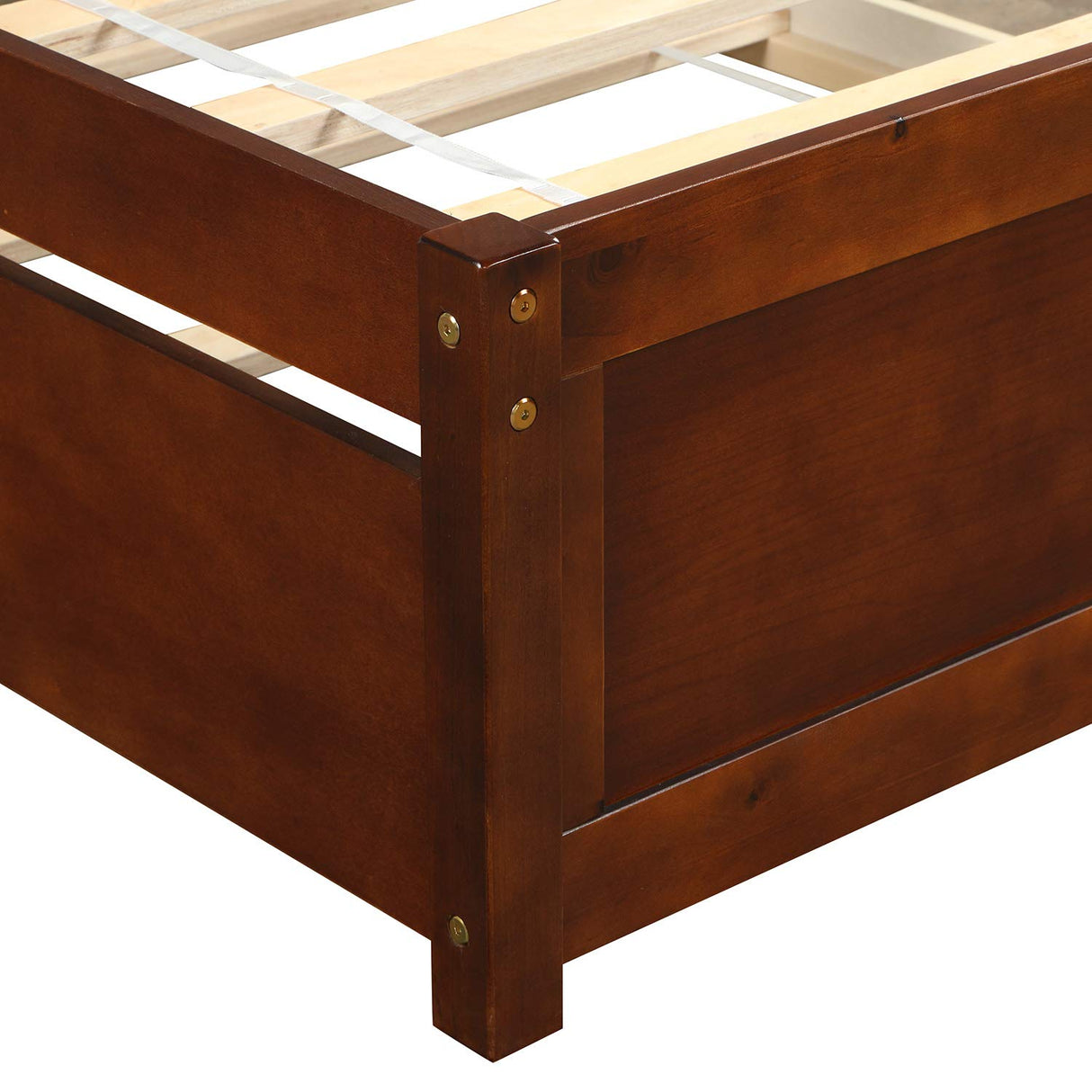 Ball & Cast Trundle Bed Twin,Twin Trundle Bed Frame Roll Out,Solid Wood Bed Frames with Headboard and Wooden Slats Support,for Bedroom,Guest Room,Apartment,Walnut Ball & Cast