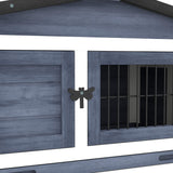 PawHut 2 Levels Outdoor Rabbit Hutch with Openable Top, 59" Wooden Large Rabbit Cage with Run Weatherproof Roof, Removable Tray, Ramp, Dark Gray PawHut