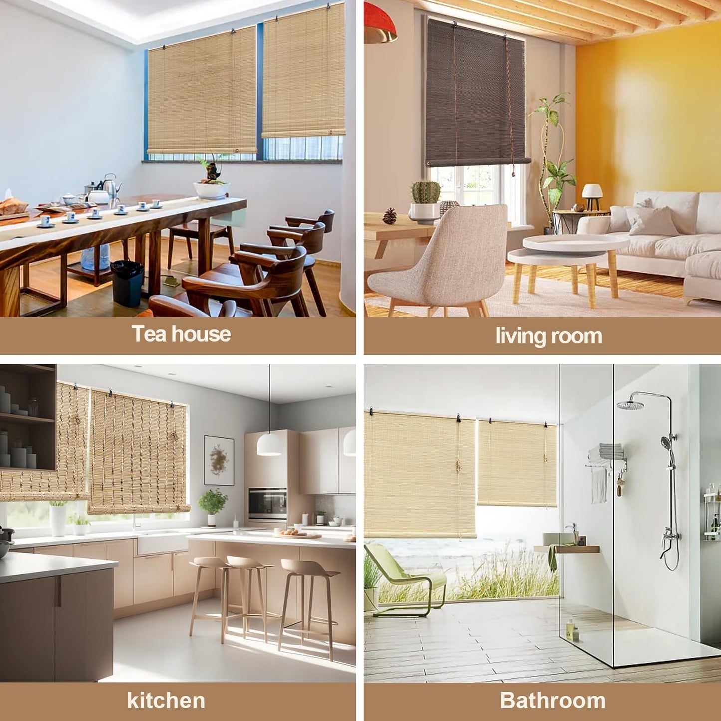 Customisable HIAPES Bamboo Blinds for Interior and Outdoor Windows - Elegant Sunshade and Privacy Solution