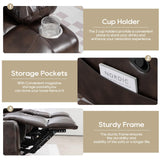 PALLOME Manual Reclining Sofa - 3 Seat Recliner Sofa with Heat & Massage Function, Wall-Hugger Reclining Sofa for Living Room (Brown) PALLOME