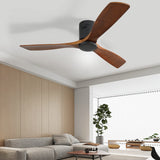 Sofucor 52" Low Profile Ceiling Fan with Remote Control, Outdoor Ceiling Fan No Light with 3 Walnut Blades, Multi-speed, Timer, Reversible DC Motor for Patio Living Room Bedroom Office Black Sofucor