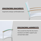 Shintenchi 3 Pieces Patio Bistro Sets, Outdoor Textilene Fabric Conversation Bistro Set, Textilene Fabric Front Porch Chairs Small Patio Furniture Set with Table for Lawn,Garden,Balcony (White) Shintenchi