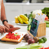 Youeon Bamboo Recipe Box with Cards and Dividers and Pull out Phone Holder, 7 x 4.2 x 5.8 in Kitchen Recipe Card Organizer with 100 Recipe Cards 4"x6", Rustic Recipe Holder, Kitchen Gift Youeon