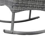 Outsunny 3 Piece Patio Rocking Chair Set, 2 PE Wicker Rocking Chairs, Cushioned, 1 Two-Tier Wood Slat Coffee Table, Rattan Front Porch Furniture, Gray Outsunny