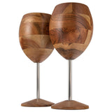 Designer Dark Acacia Wooden WUD Wine Glasses - Set of 2 - Wooden Wine Goblets Rustic Unique Cocktail, Champagne, Martini Natural Wood Glassware, Farmhouse Cup - Toasting Gifts For Him 12 oz GUTE