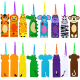 Winlyn 32 Sets Jungle Animal Craft Kits DIY Jungle Safari Zoo Wild Animal Bookmarks Decorations Art Sets Tiger Lion Zebra Foam Stickers for Kids Classroom Activities Reading Rewards Party Favors Winlyn