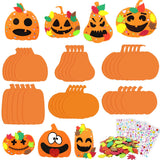 Hifunwu 30Pcs Halloween Foam Pumpkin Craft Kit Decorations with Foam Fall Maple Leaves Rhinestone Stickers for Halloween Thanksgiving Kids Art Crafts Decorations Hifunwu