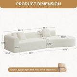 Luxanimarion Modern Style Curved Sofa, Upholstery Corduroy Sofa Couch with 3 Pillows, Oversized Sleek Curved Sectional Boucle Fabric Couch for Living Room White Luxanimarion