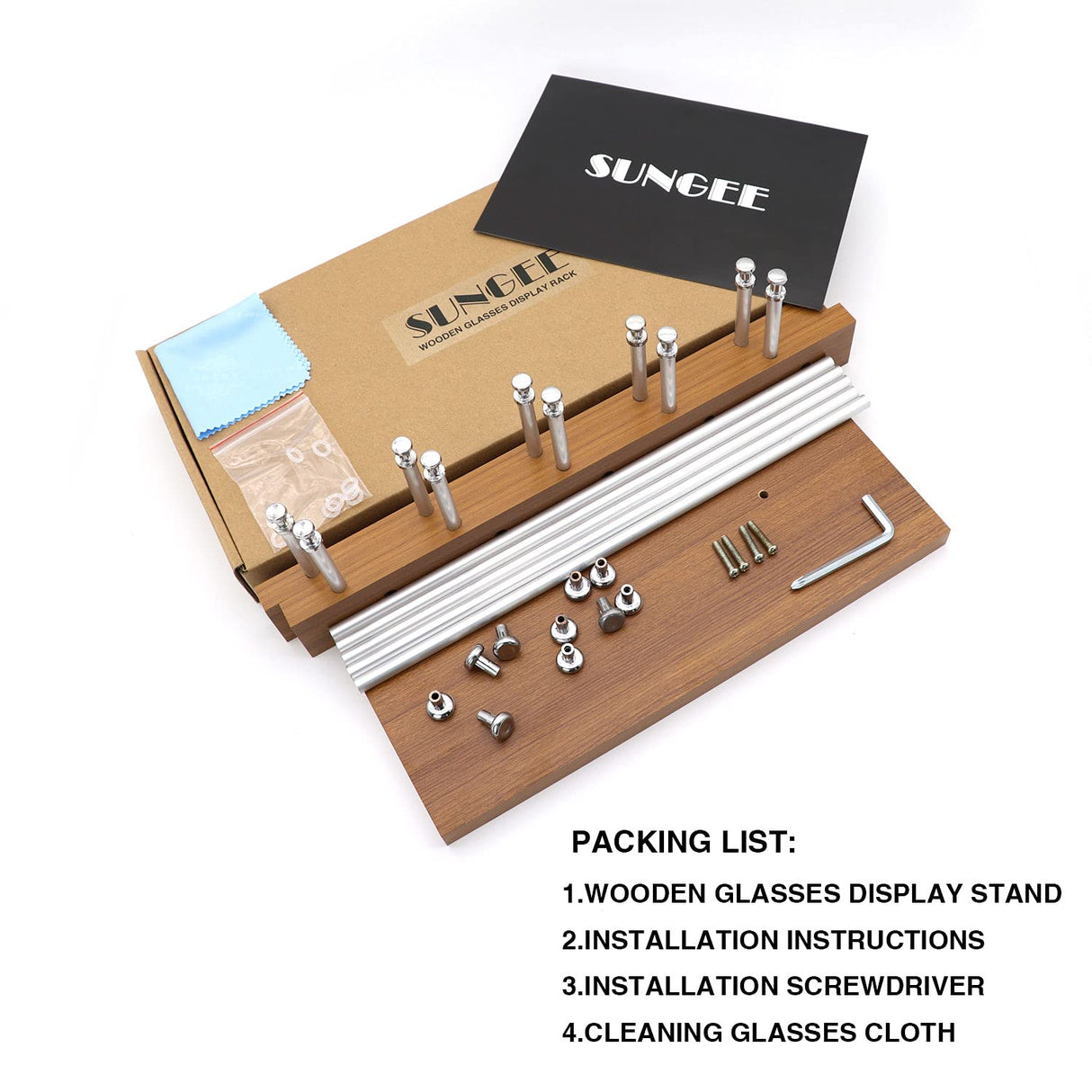 Sungee Sunglass Display Stand Wood Sunglasses Storage Rack Organizer Stand for Business and Home Or Shop Display (10-Layer) Sungee