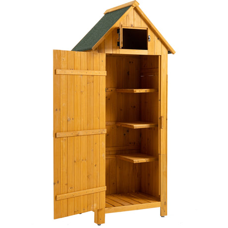 Outdoor Storage Cabinet, Garden Wood Tool Shed, Outside Wooden Shed Closet with Shelves and Latch for Yard, Patio, Deck and Porch,30.3”L X 21.3”W X 70.5”H (Natural) Anwick