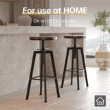 VILAVITA Vintage Adjustable Bar Stools Set of 2, Height Ranges from 24.8 to 30.8 inch, Natural Wood Seat and Heavy Metal Frame Rustic Industrial Swivel Bar Stools VILAVITA
