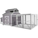 GUTINNEEN Chicken Coop Large Hen House for 8-10 Chickens Wooden Poultry Cage with Run and Nesting Box 115in GUTINNEEN