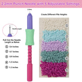 Cheloment 2.2mm Punch Needle Kit Adjustable Punch NeedleTool with Threader,Lightweight Punch Needle with 5 Needle Lengths, Needle Punch Kits for Beginner,Embroidery Punch Needle,Easy to Use Cheloment