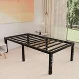 HOBINCHE 18 Inch Metal Twin Bed Frame No Box Spring Needed - Easy Assembly Heavy Duty Noise Free Narrow Bedframes - Single Black Basic Steel Slats Platform with Storage HOBINCHE