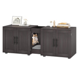 Festisoul Double Compartment Cat Litter Box Enclosure with Hidden Design, Wooden Cat Washroom Furniture for Indoor Cats, Hidden Litter Box Cabinet in Hidden Mountain Walnut Festisoul