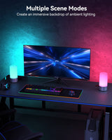 ROOTRO Table Lamp, [Advanced] Bedside Touch Control Lamp for Bedroom 3 Level Dimmable Warm White Lights with 256 RGB Color Mode Modern Deisgn Smart Nightstand Desktop LED Lamps Portable for Read ROOTRO