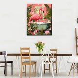 Bathtub Jungle Animal Paint By Bumbers For Adults Beginner Bathroom Pink Flamingo DIY Paint by Numbers Acrylic Paint Canvas Pink Bedroom Decor Painting Kits Pink House Art 16x20 Inch（without Frame ） Tucocoo