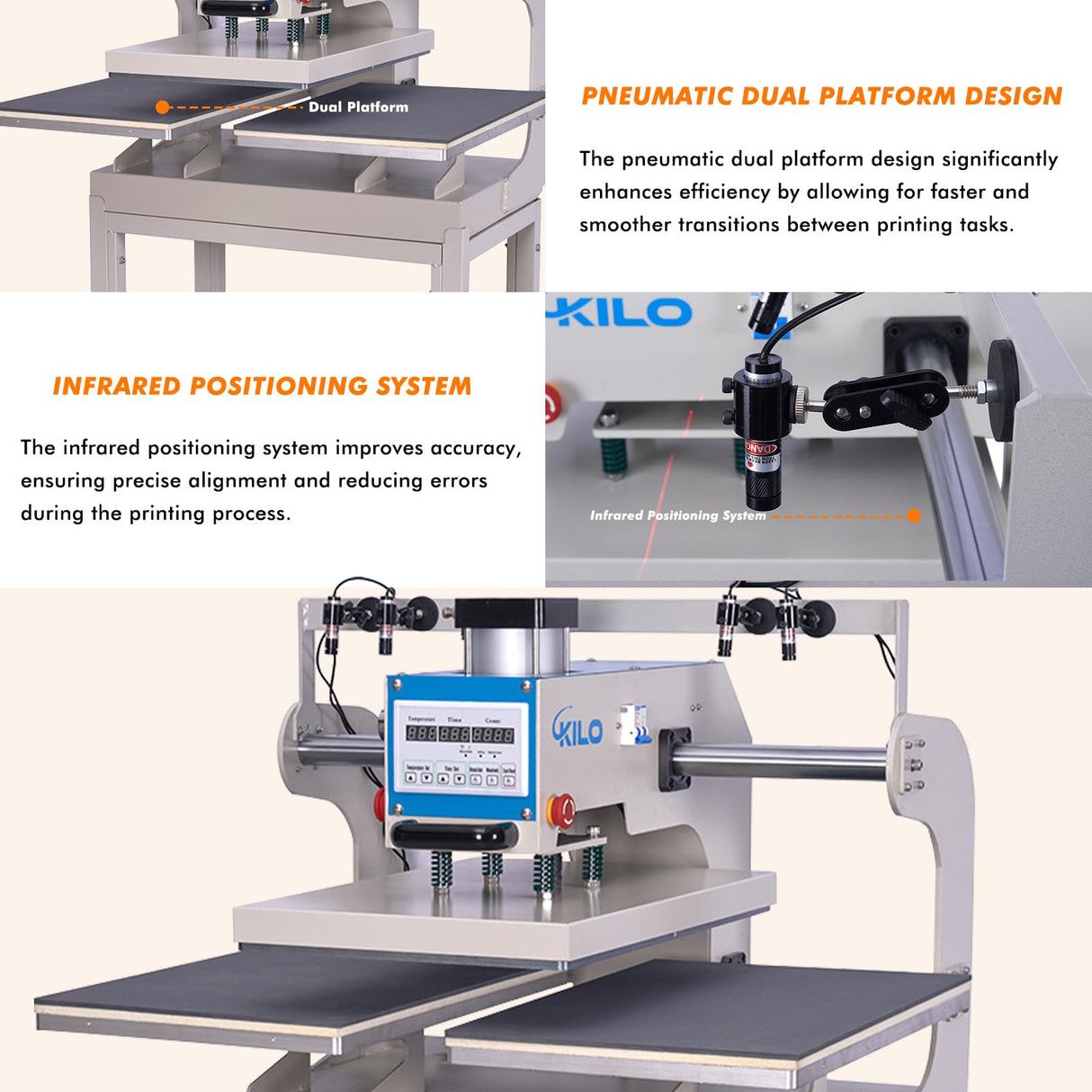 Auto Heat Press Machine, Commercial Heat Transfer Machine, 16x24 inch Dual Platen T Shirt Press Machine, Heat Transfer Printer for Fabric, Ceramic (Pneumatic Dual Platen with Infrared Positioning) CTOSPOATO