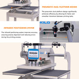 Auto Heat Press Machine, Commercial Heat Transfer Machine, 16x24 inch Dual Platen T Shirt Press Machine, Heat Transfer Printer for Fabric, Ceramic (Pneumatic Dual Platen with Infrared Positioning) CTOSPOATO
