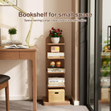 WoodsWhisper Narrow Bookshelf Ladder Bookshelf 5 Shelf Bookcase, Mid Century Modern Bookcase with Freestanding Display Shelves,Anti-tip Device and Thickened Base for Small Space,Living Room, Office WoodsWhisper